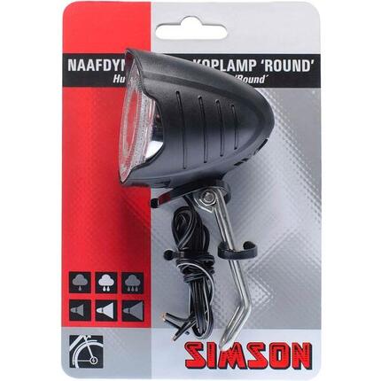 Headlight Round Hub Dynamo 7 Lux LED Black