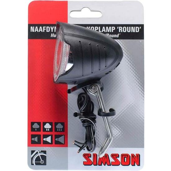 Headlight Round Hub Dynamo 7 Lux LED Black