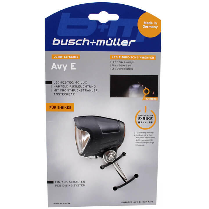 Éclairage avant réflecteur intégré Busch & Müller Lumotec iq avy 6-42v dc 40 lux