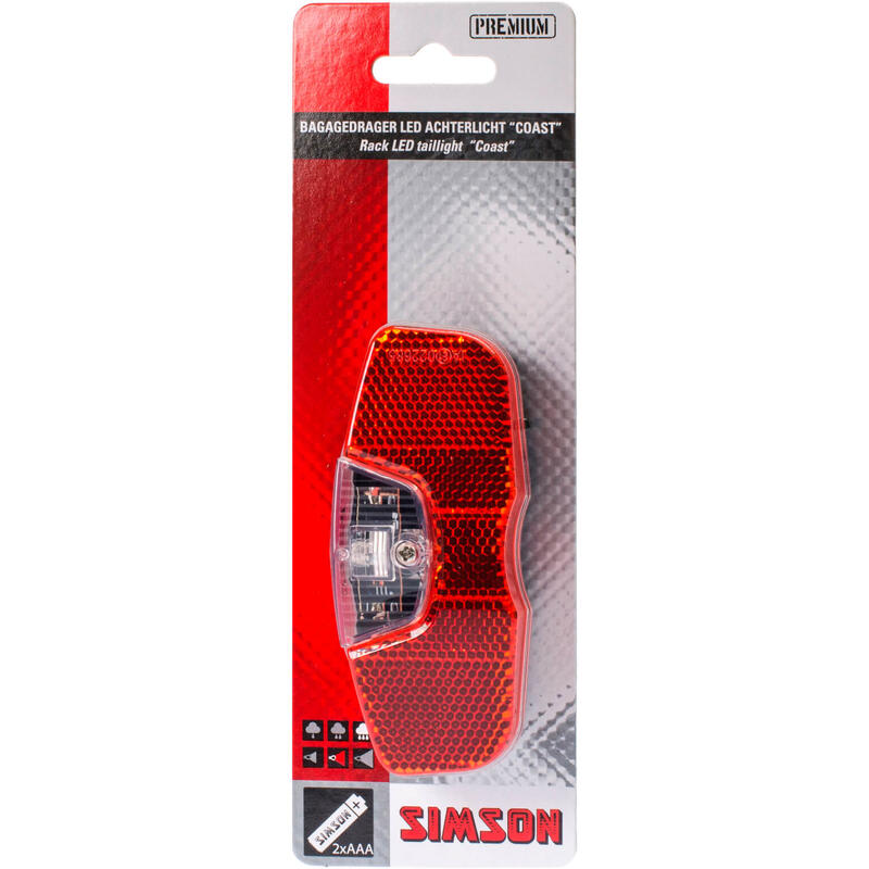 Simson Batterie-Gepäckträger-Rücklicht Coast 1 LED an/aus