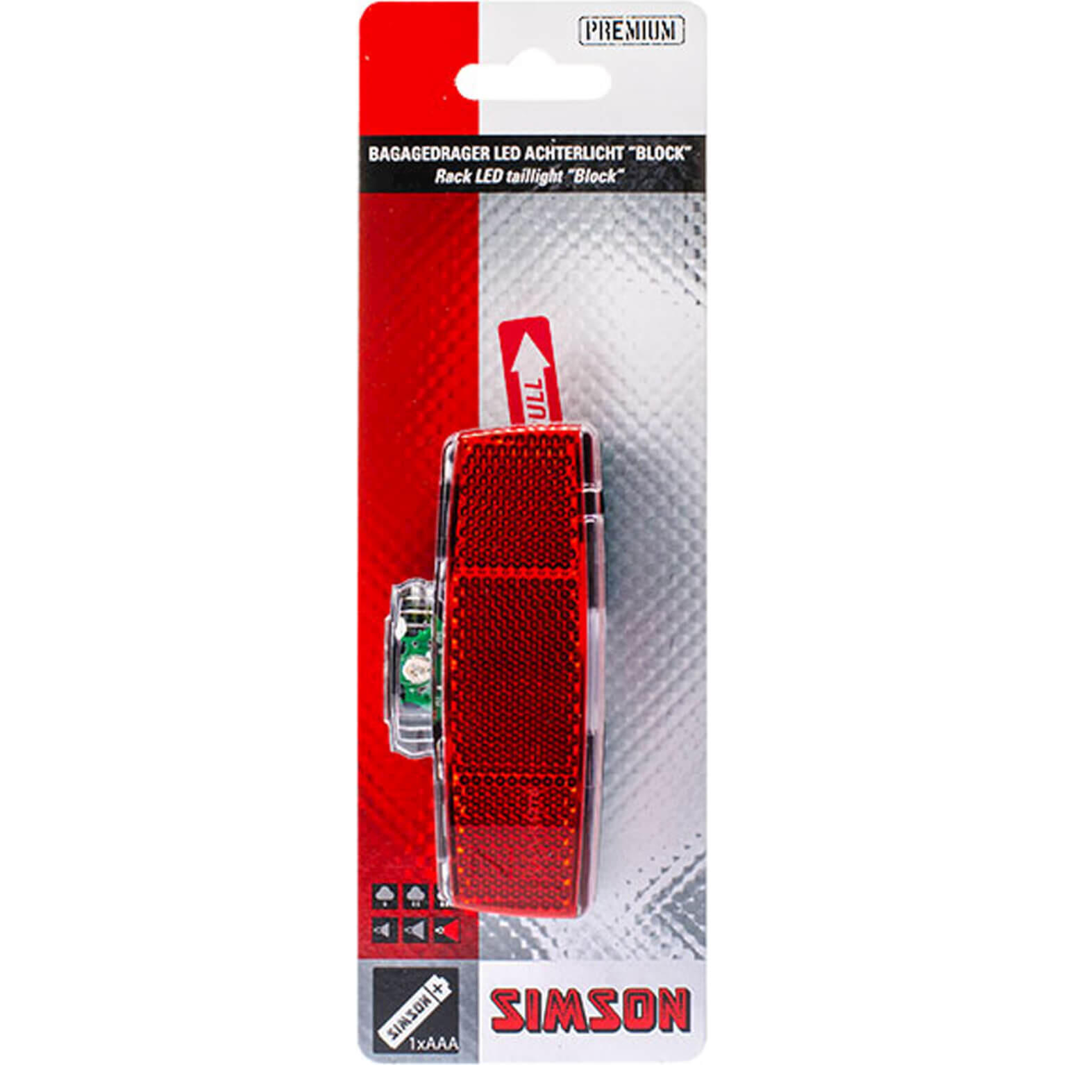 SIMSON High-Quality LED Rear Light Block for Luggage Rack in Red