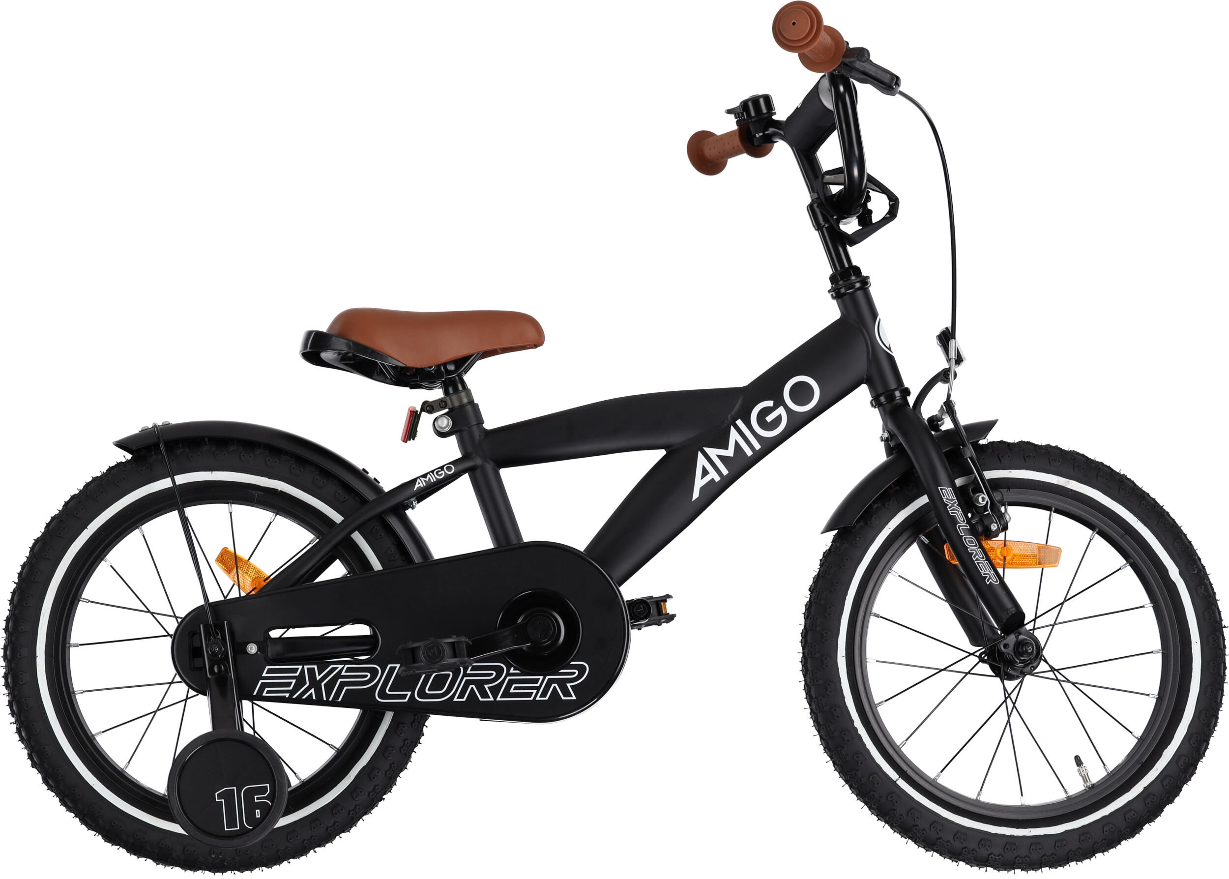 AMIGO AMIGO Jongensfiets Explorer 16 Inch Jongens Terugtraprem Zwart/Wit
