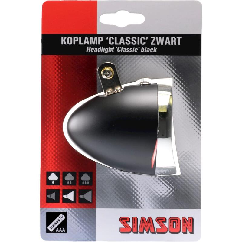 koplamp Classic batterij zwart