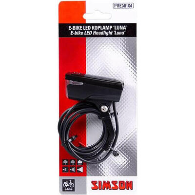 Simson Faro Luna per e-bike LED 25 lux 6–60 V fissaggio forcella nero.