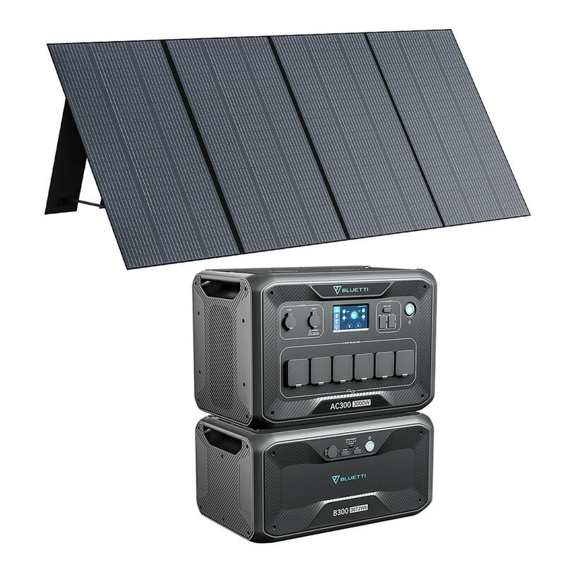 Bateria reserva BLUETTI AC300+B300 com painel solar PV350