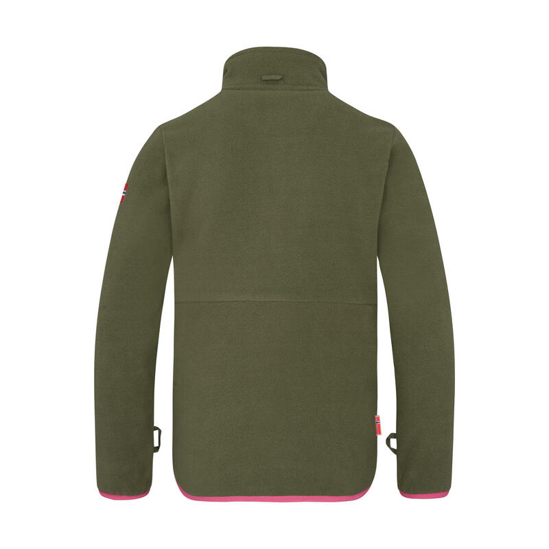 Kinder Fleecejacke STORFJORD Dunkle Olive/Hellmagenta