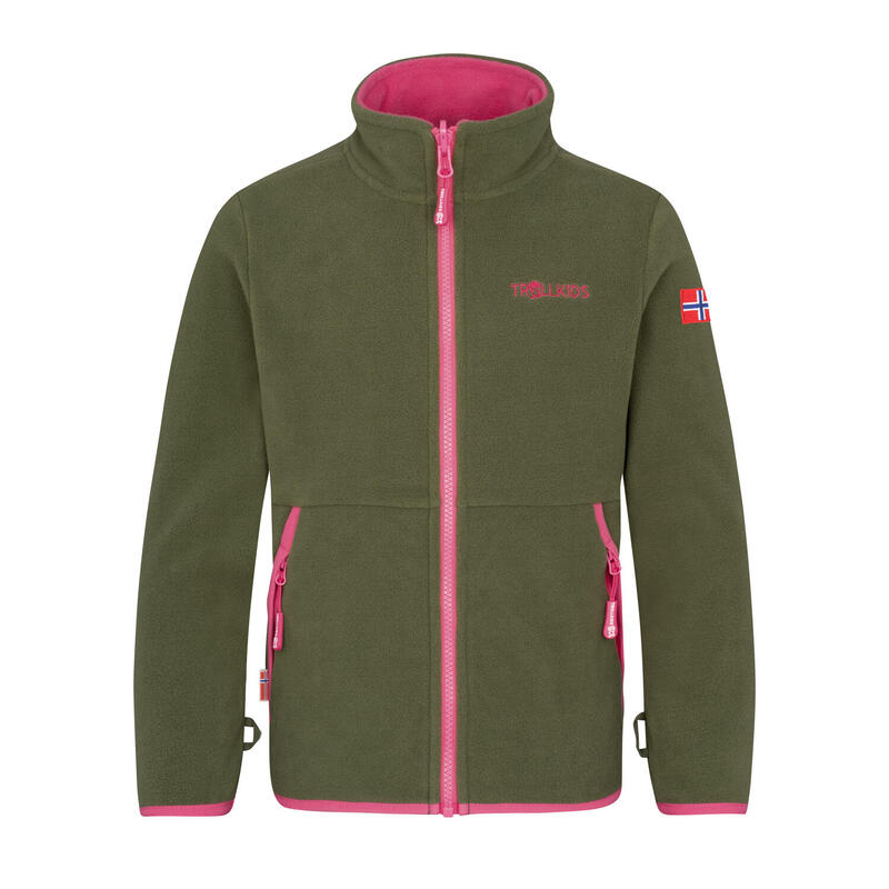 Kinder Fleecejacke STORFJORD Dunkle Olive/Hellmagenta