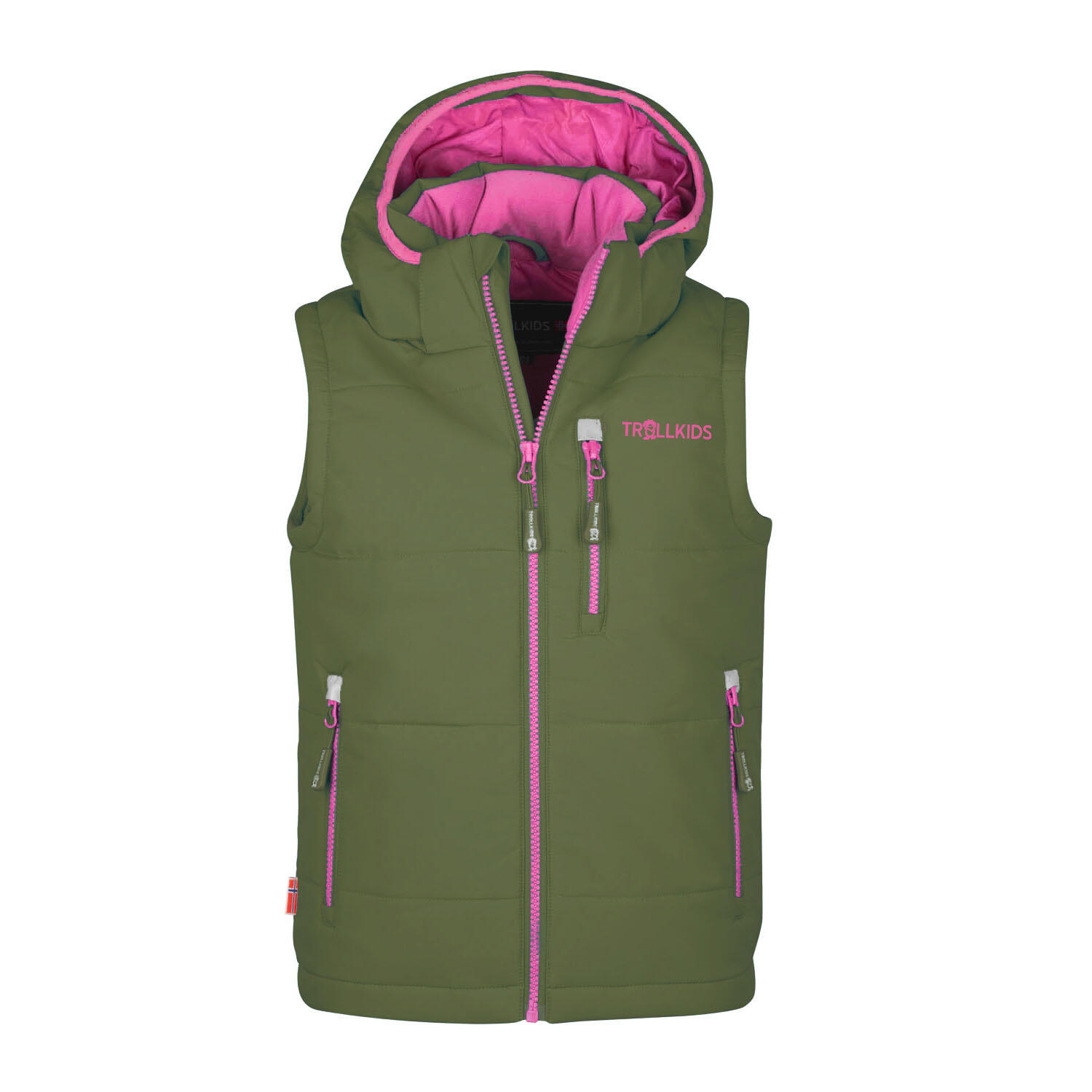 Gilet da bambino Narvik XT Oliva scuro/Magenta chiaro