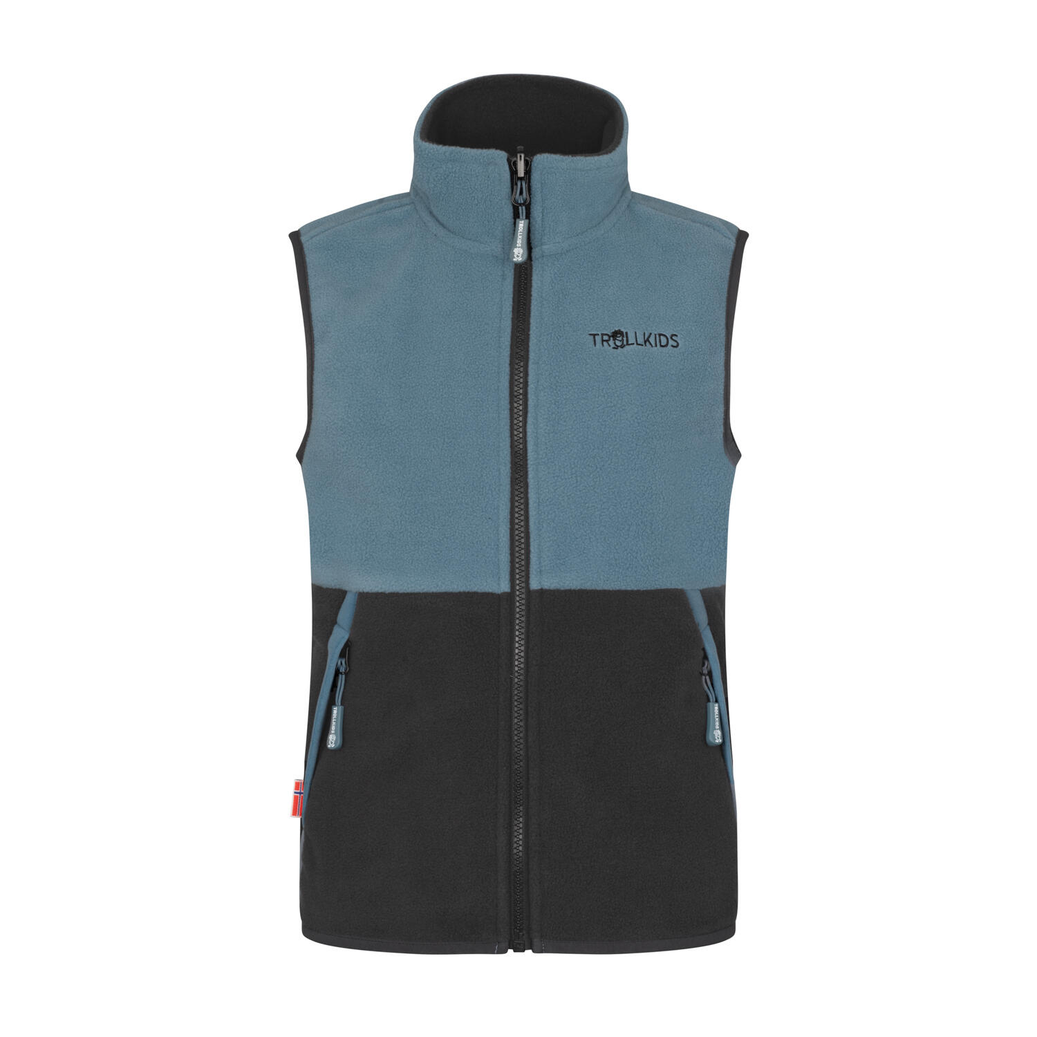 Gilet in pile da bambino KJERAG blu acciaio/nero