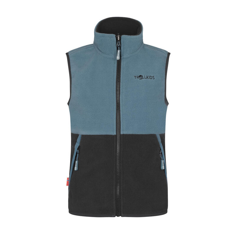 Gilet polaire enfant KJERAG bleu acier/noir