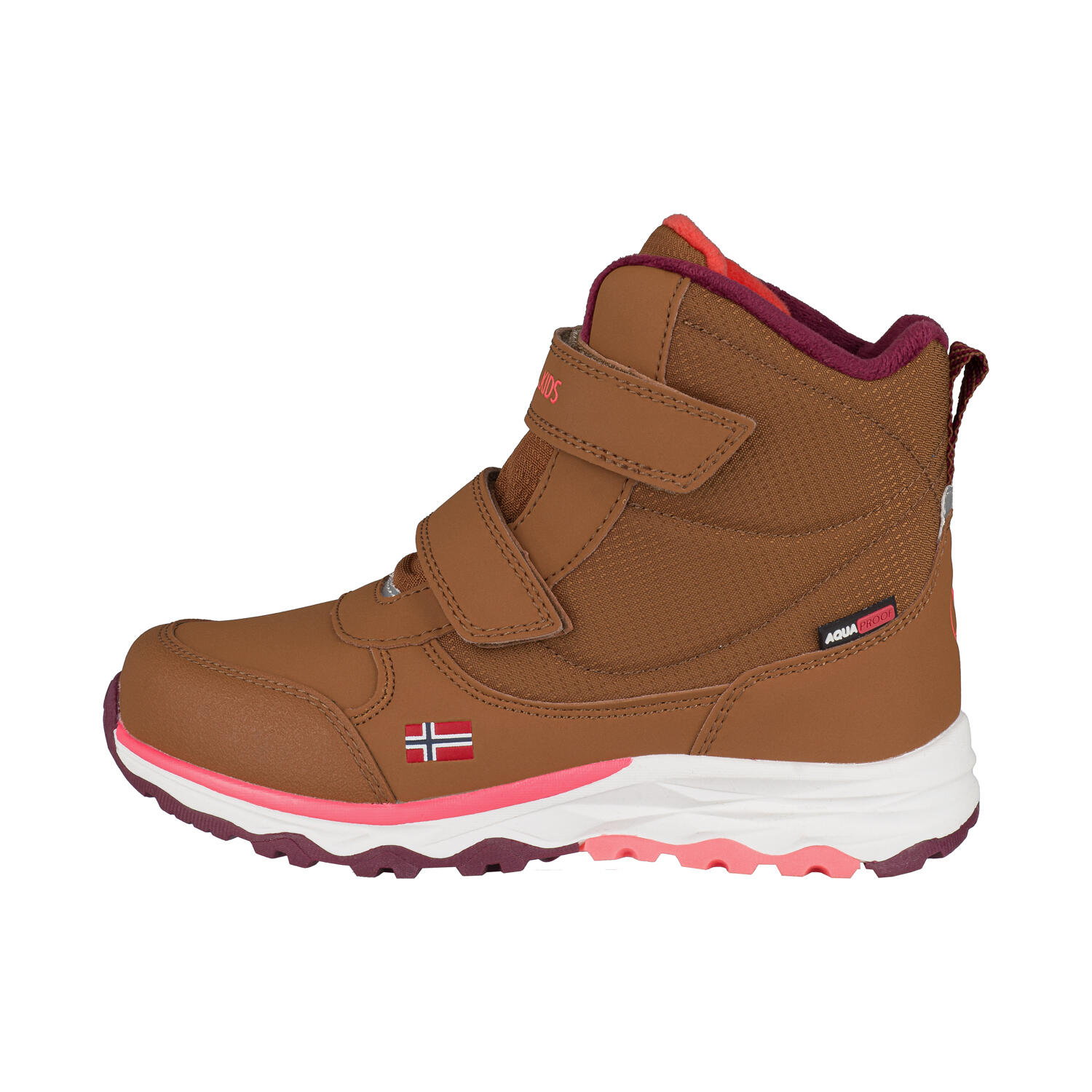 Kids Winter Shoes Hafjell Karamell-Brown/Lachsrosa/Burgundy Red