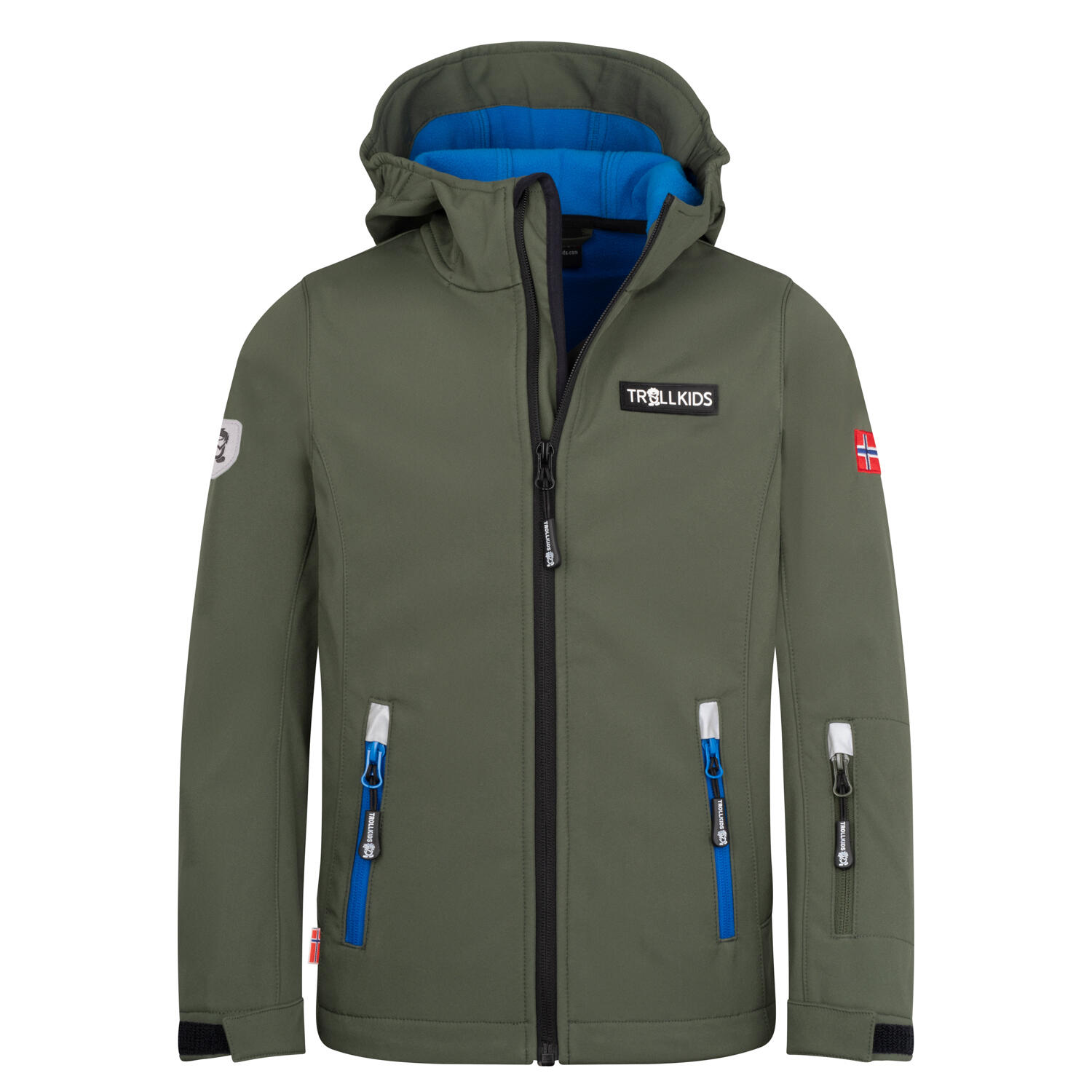 TROLLKIDS Kinder Softshell Jacke Oslofjord Efeugrün/Mittelblau