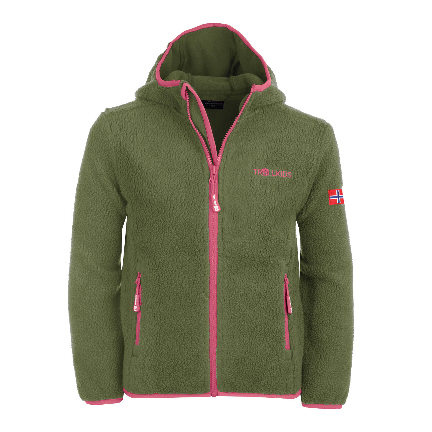 Girls Mandal Fleece Jacket Dark Olive/Light Magenta