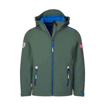 Veste softshell pour enfants Trollfjord vert lierre/bleu moyen/noir