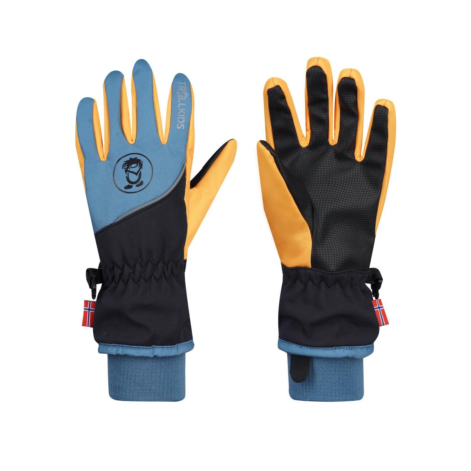 TROLLKIDS Kinder Handschuhe Trolltunga Schwarz/Stahlblau/Mango