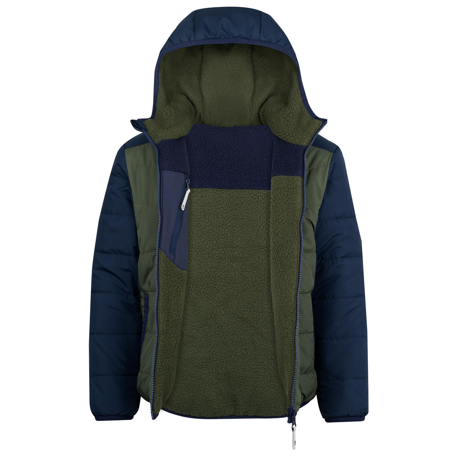 veste coupe-vent pour enfants avec poches zippées SANDVIKA vert lierre/marine 3/6