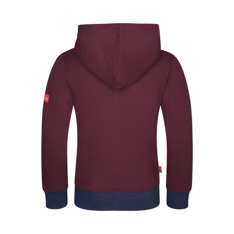 Kinder Hoodie Pullover Sortland Kastanienbraun/Mystik Blau