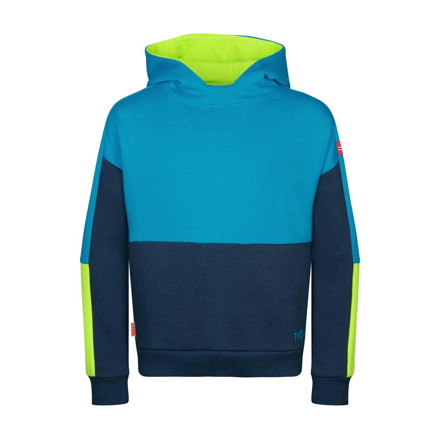 Felpa con cappuccio per bambini RONDANE blu notte/blu/verde lime chiaro