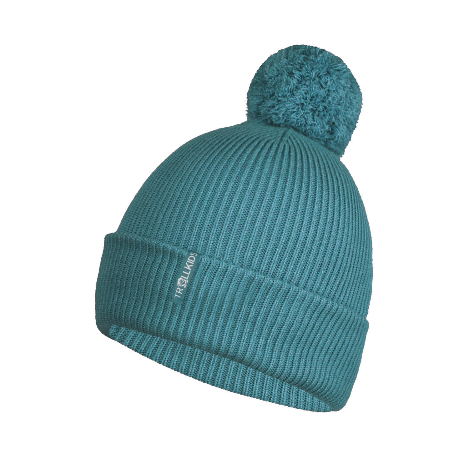 TROLLKIDS Mädchen Bommelmütze Holmenkollen Teal-Blau