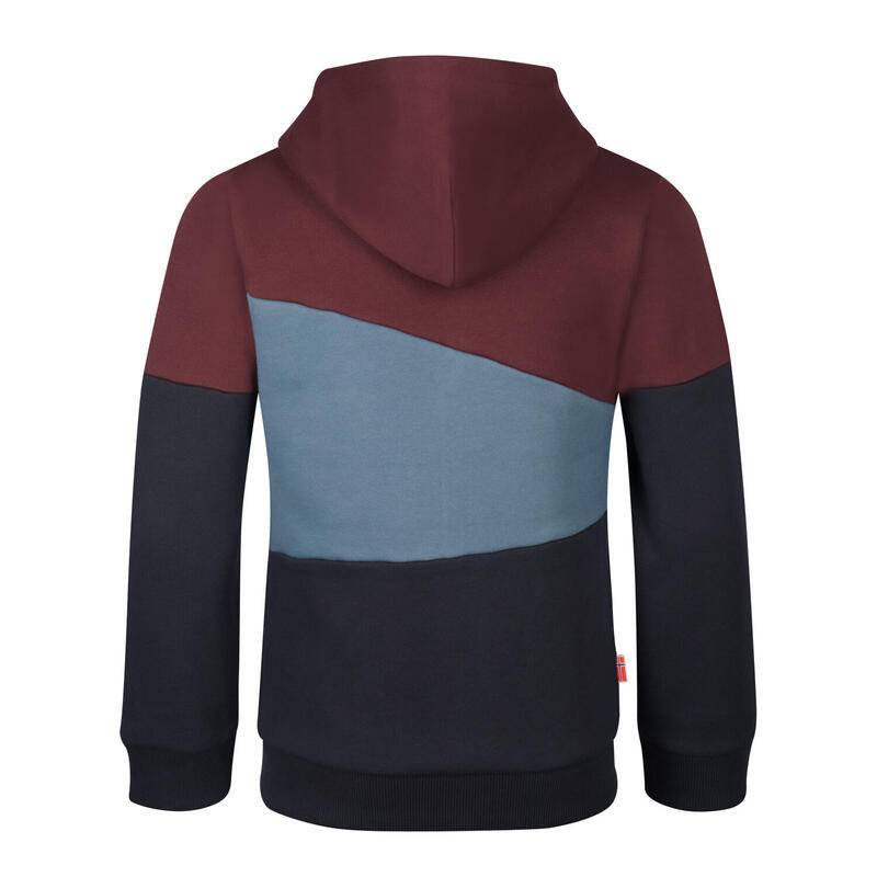 Kinder Kapuzenpullover Alesund Kastanienbraun/Stahlblau/Schwarz