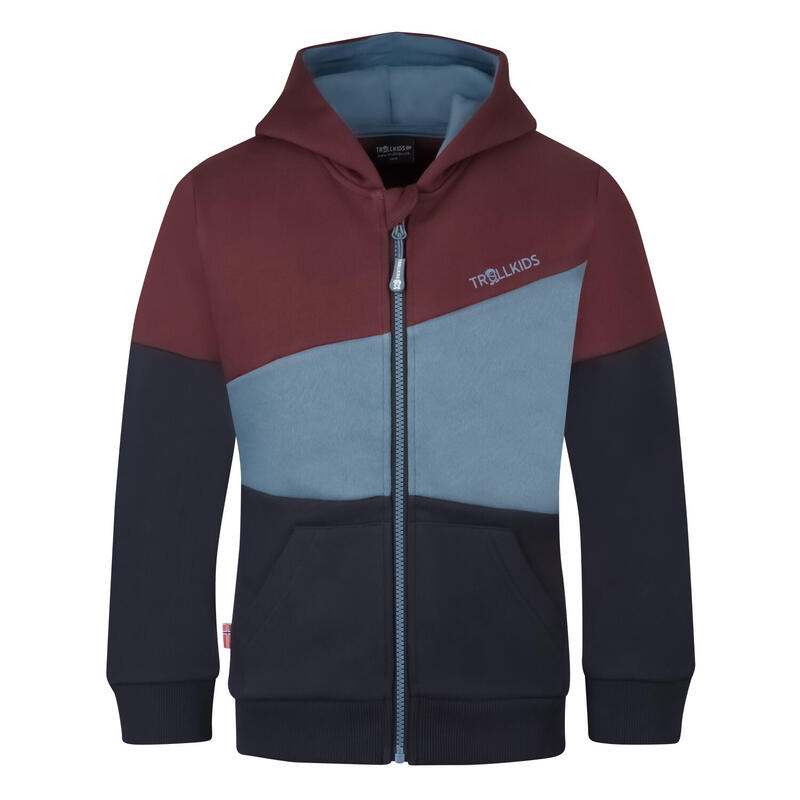 Kinder Kapuzenpullover Alesund Kastanienbraun/Stahlblau/Schwarz