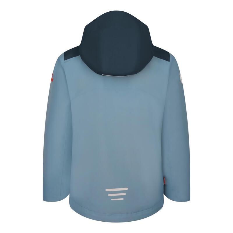 Kinder Regenjacke Bergen Stahlblau/Schwarz/Mango