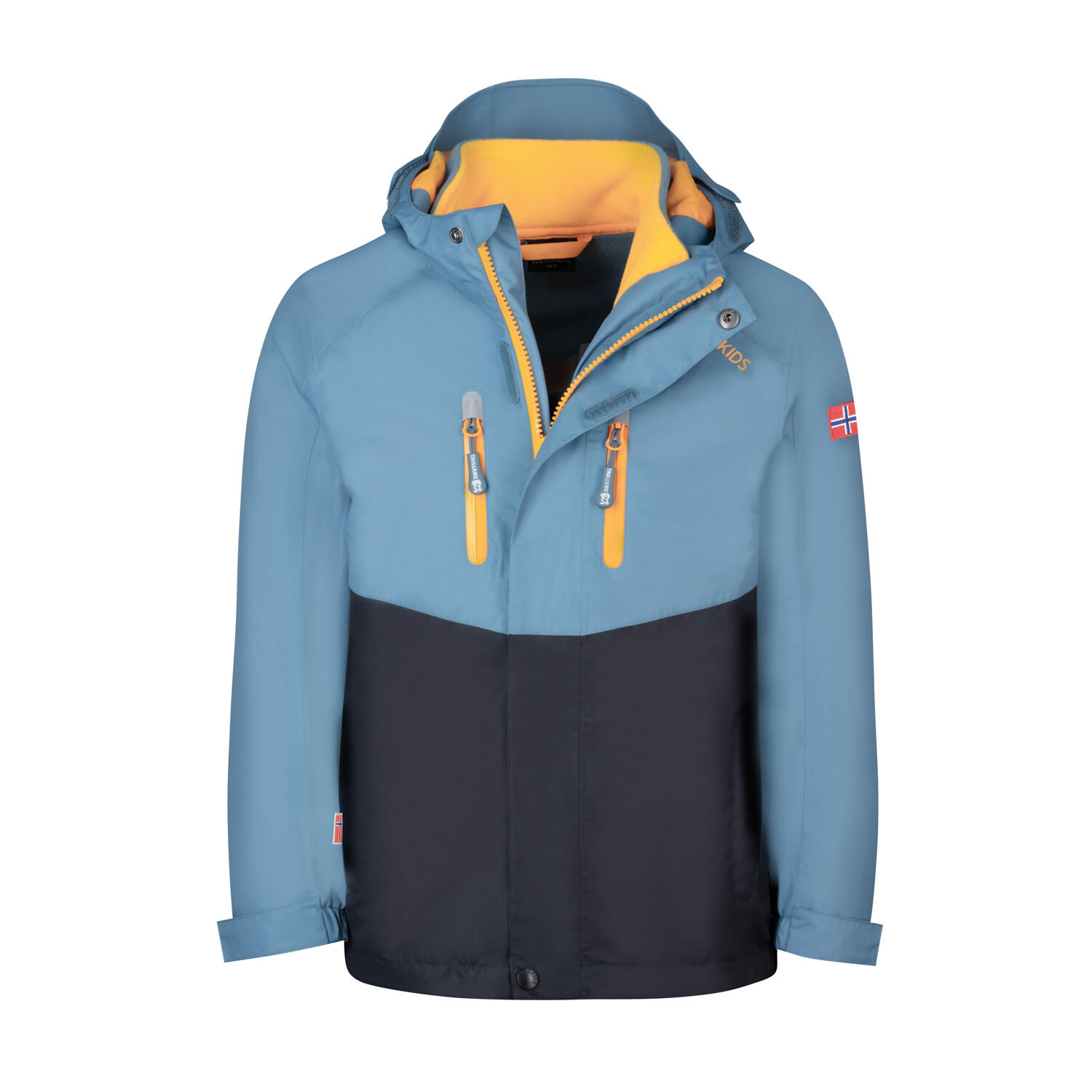 TROLLKIDS Kinder 3in1 Jacke Bryggen Stahlblau/Schwarz/Mango