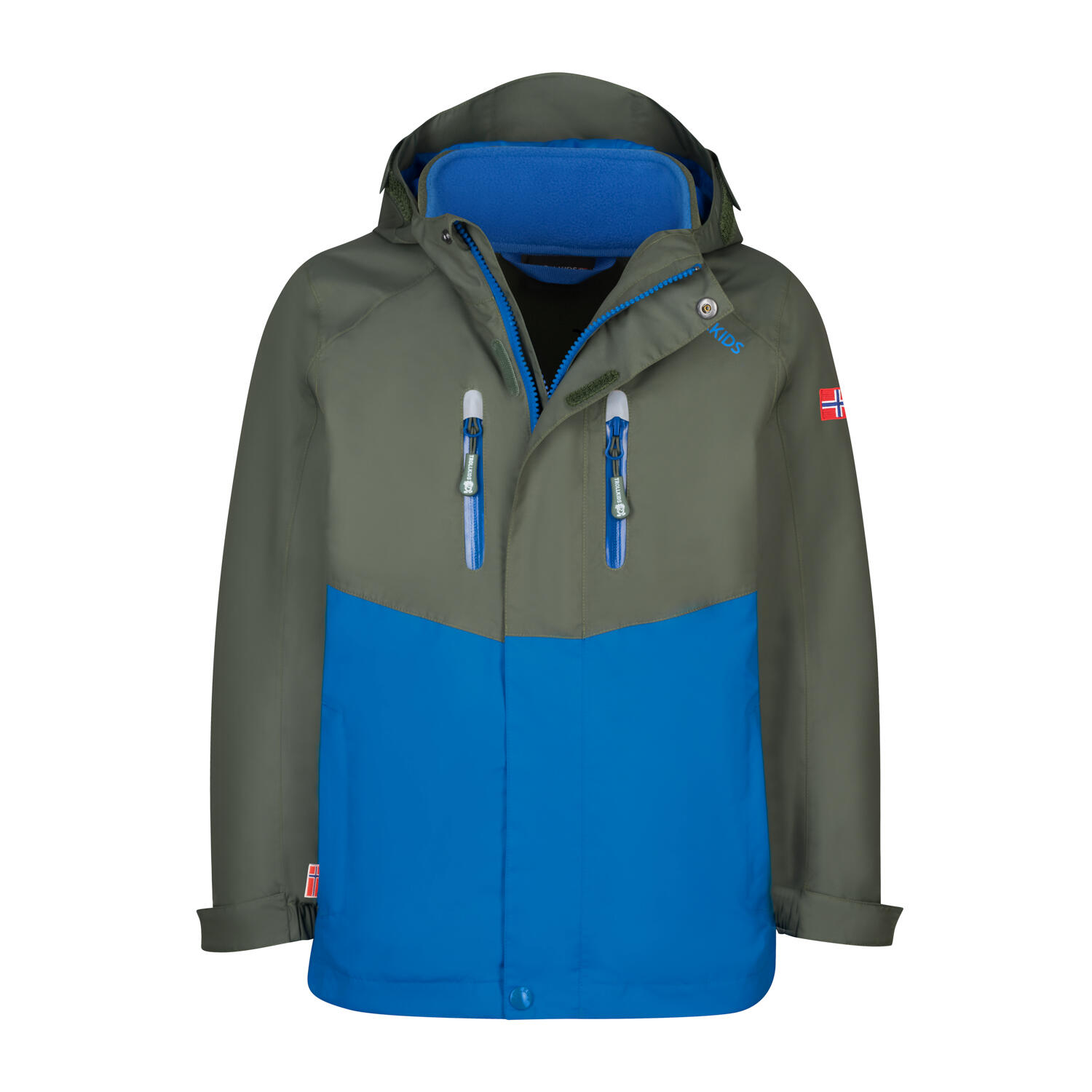 TROLLKIDS Kinder 3in1 Jacke Bryggen Efeugrün/Mittelblau