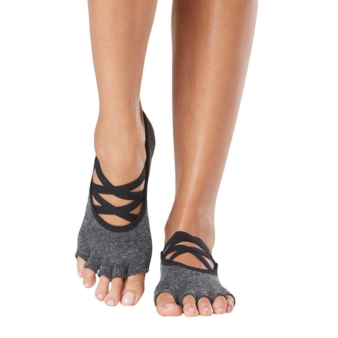 FITNESS-MAD Womens/Ladies Elle Pansy Gripped Half Toe Socks (Grey)