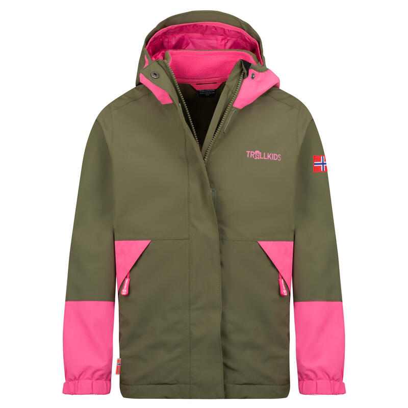 Kinder 3in1 Jacke KJERAK Dunkle Olive/Hellmagenta