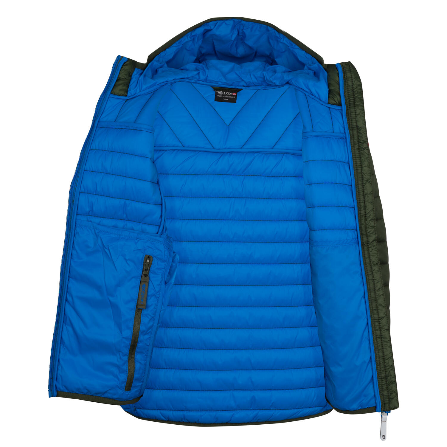 Kinder Steppjacke Eikefjord Efeugrün/Mittelblau 3/4