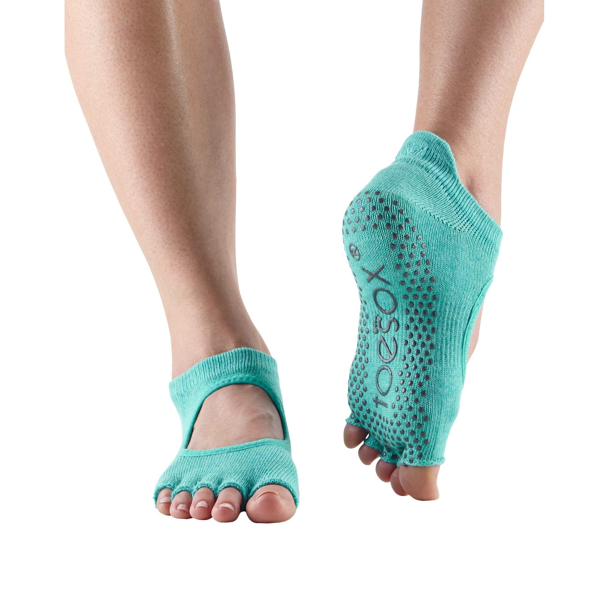 FITNESS-MAD Womens/Ladies Bellarina Gripped Half Toe Socks (Aqua Blue)