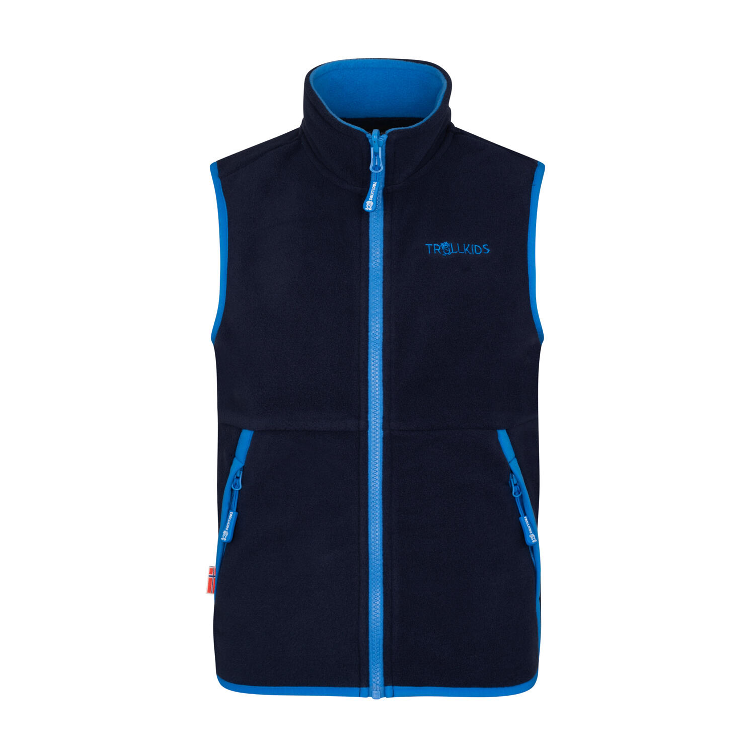 Children's fleece vest KJERAG navy/medium blue