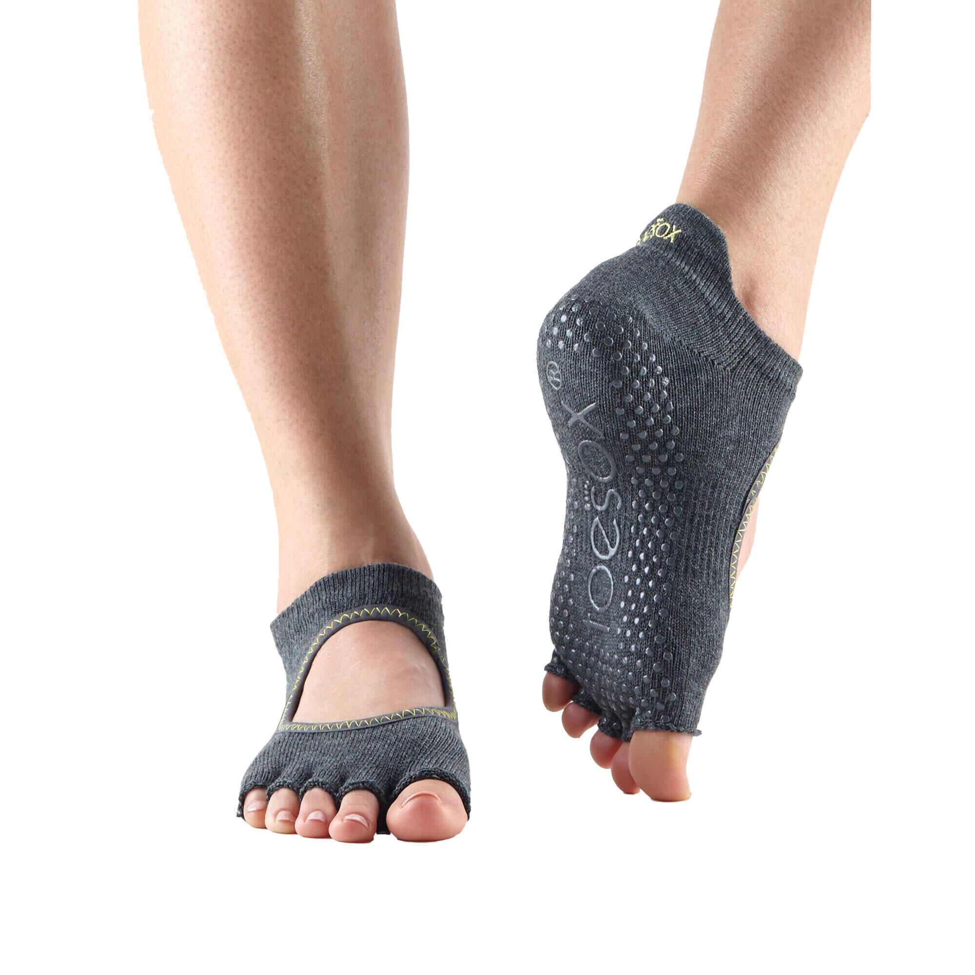 FITNESS-MAD Womens/Ladies Bellarina Gripped Half Toe Socks (Charcoal)
