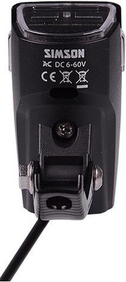 Simson Luna Faro LED per E‑Bike 25 Lux, Fissaggio Forcella, 6–60 V, Nero. 2/6