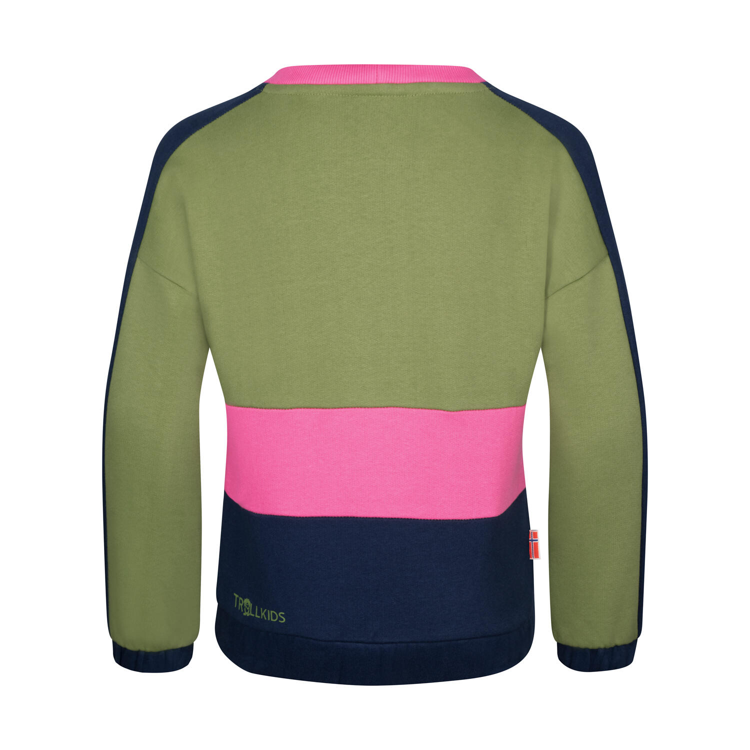 Trollkids Sweatshirt Mädchen Bio-Baumwolle - Dunkle Olive/Hellmagenta/Marine - Kuschelig & Nachhaltig