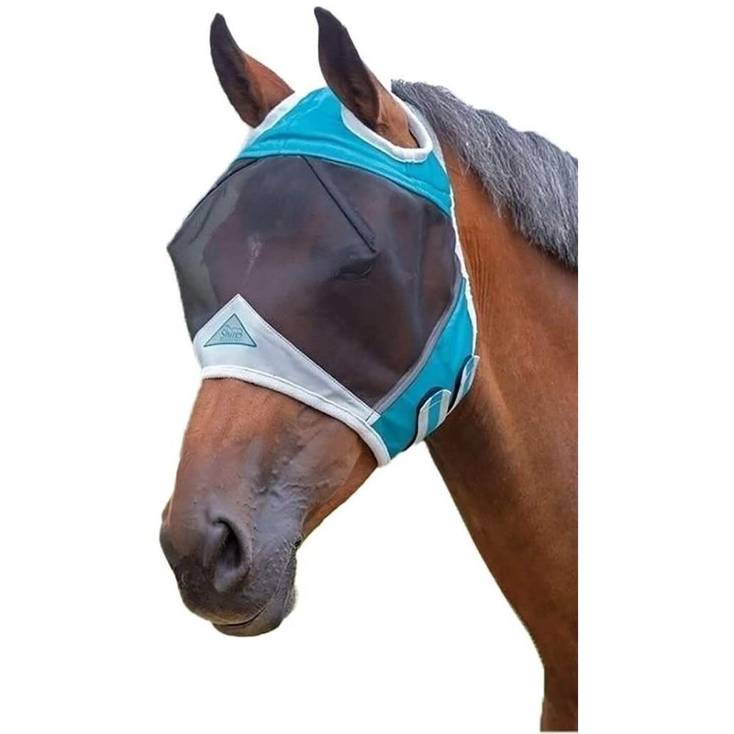 SHIRES Fine Mesh Ear Holes Horse Fly Mask (Teal)
