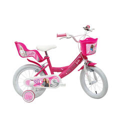 14 inch Barbie fiets met luchtbanden, poppenzitje en mandje