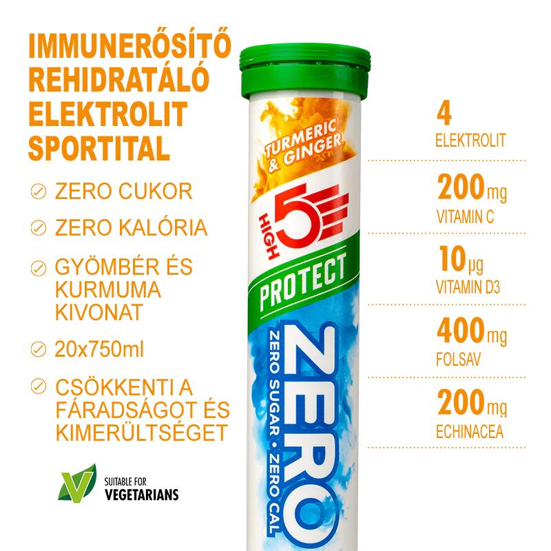 ZERO Protect Electrolyte pezsgőtabletta 20db, Kurkuma/Gyömbér