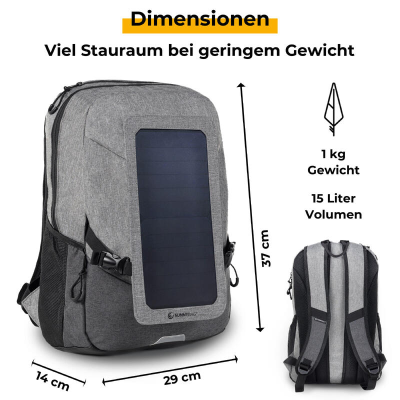 EXPLORER+ Rucksack | 6 Watt Solarpanel | Wanderrucksack | Mobiles Ladegerät