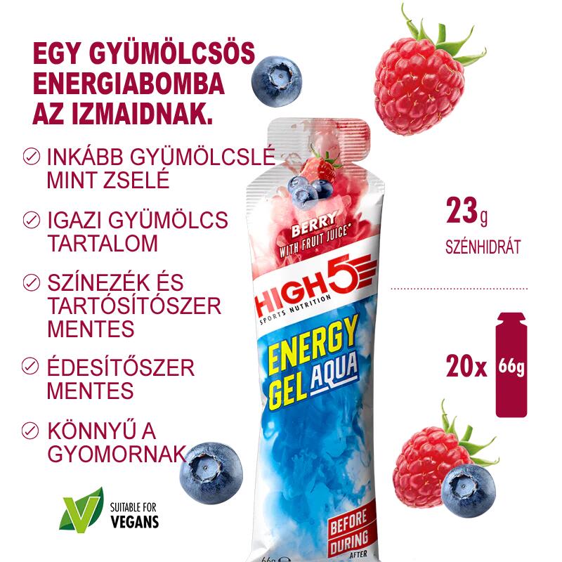 High5 Energy Gel Aqua 66g - Málna (23gCH)