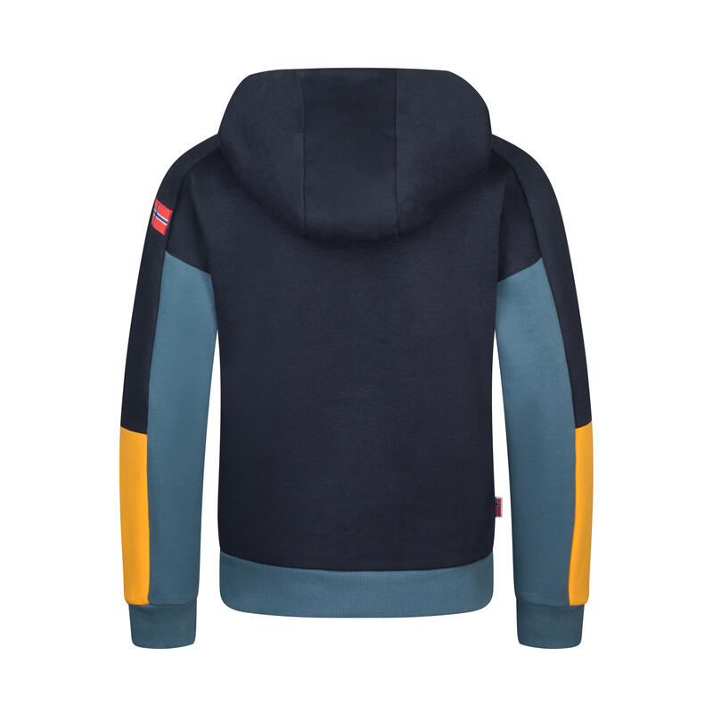 Sweat à capuche enfant RONDANE noir/bleu acier/mangue