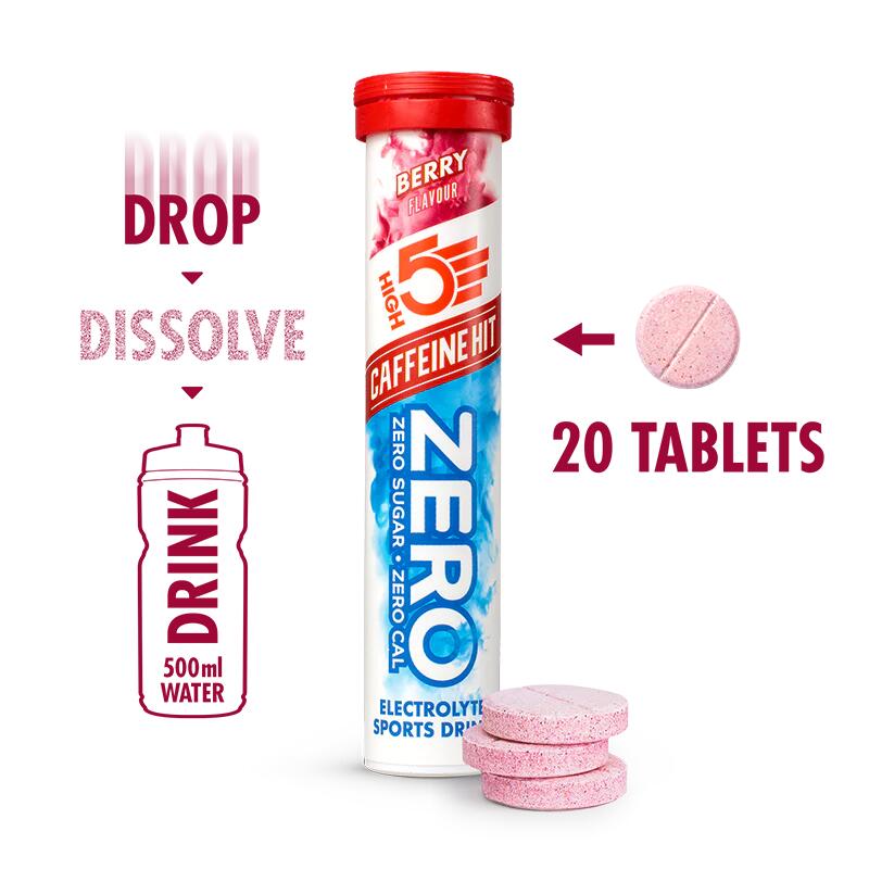 ZERO Caffeine HIT Electrolyte pezsgőtabletta 20db, Málna (75mg)