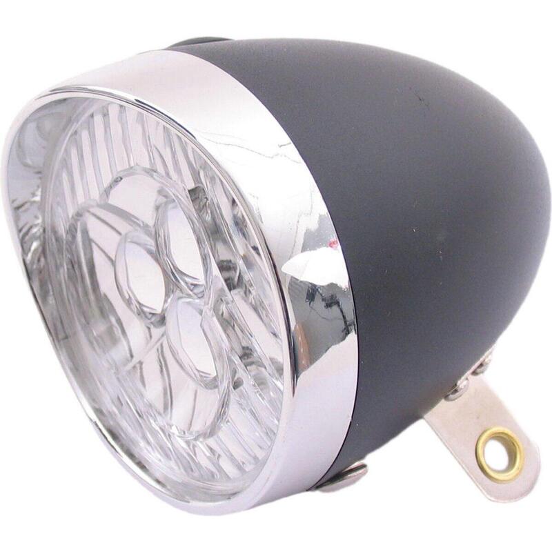 Koplamp Retro 3 Led - Aan/Uit - Incl. Batterijen - Zwart/Chroom