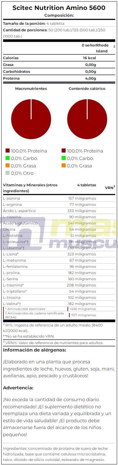 Amino 5600 - 500 Comprimidos de Scitec Nutrition 3/3