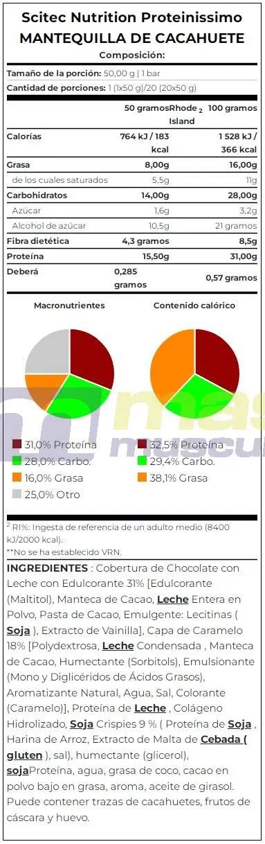 Barrita Proteinissimo Bar - 50g Crema de cacahuete de Scitec Nutrition 4/4