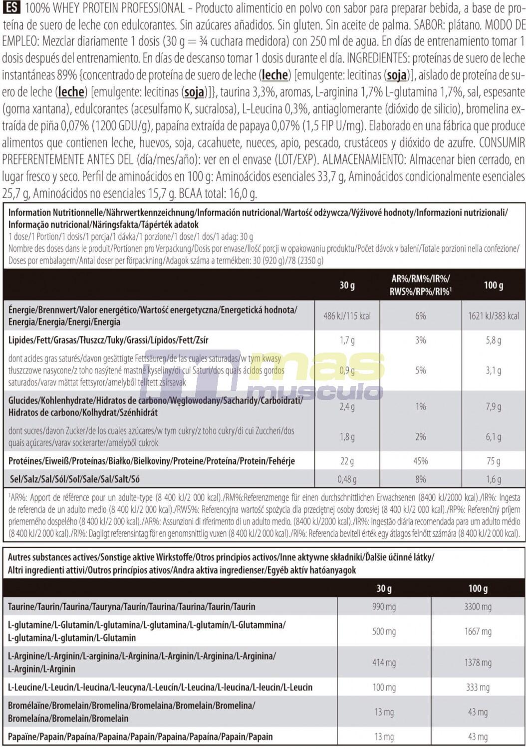 Proteína Whey - 100% Whey Profesional (920gr) - Plátano 6/7