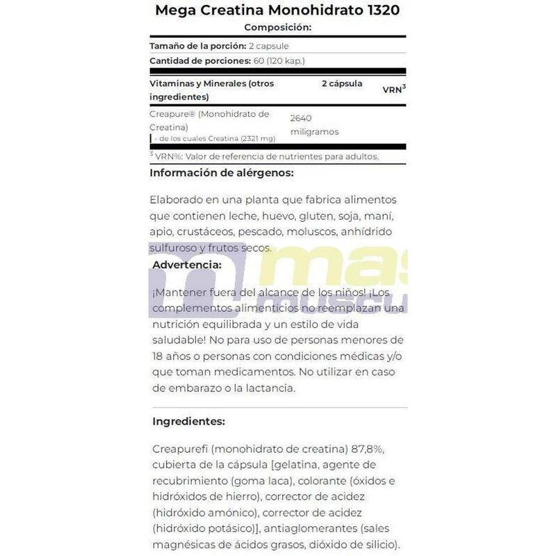 Mega Creatina Monohidrato 1320 - 120 Cápsulas de Scitec Nutrition