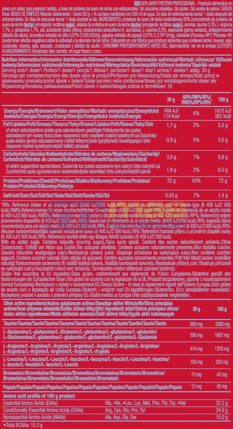 Wei-eiwit - 100% Wei Professioneel (500g) - Aardbei 6/6