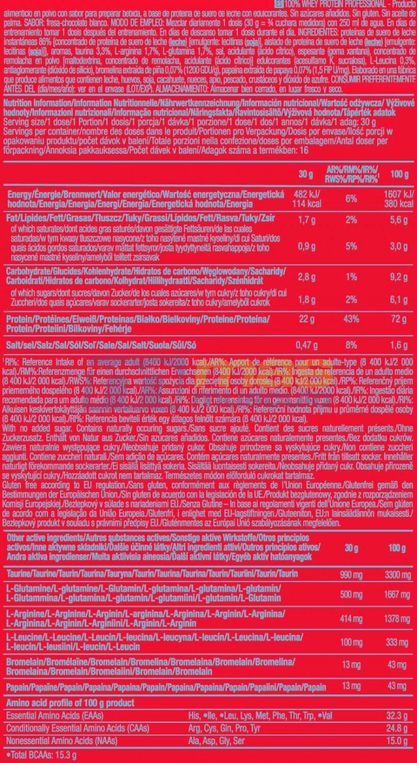 Whey Protéine | 100% Whey Professional (500g) | Fraise Chocolat Blanc 4/4